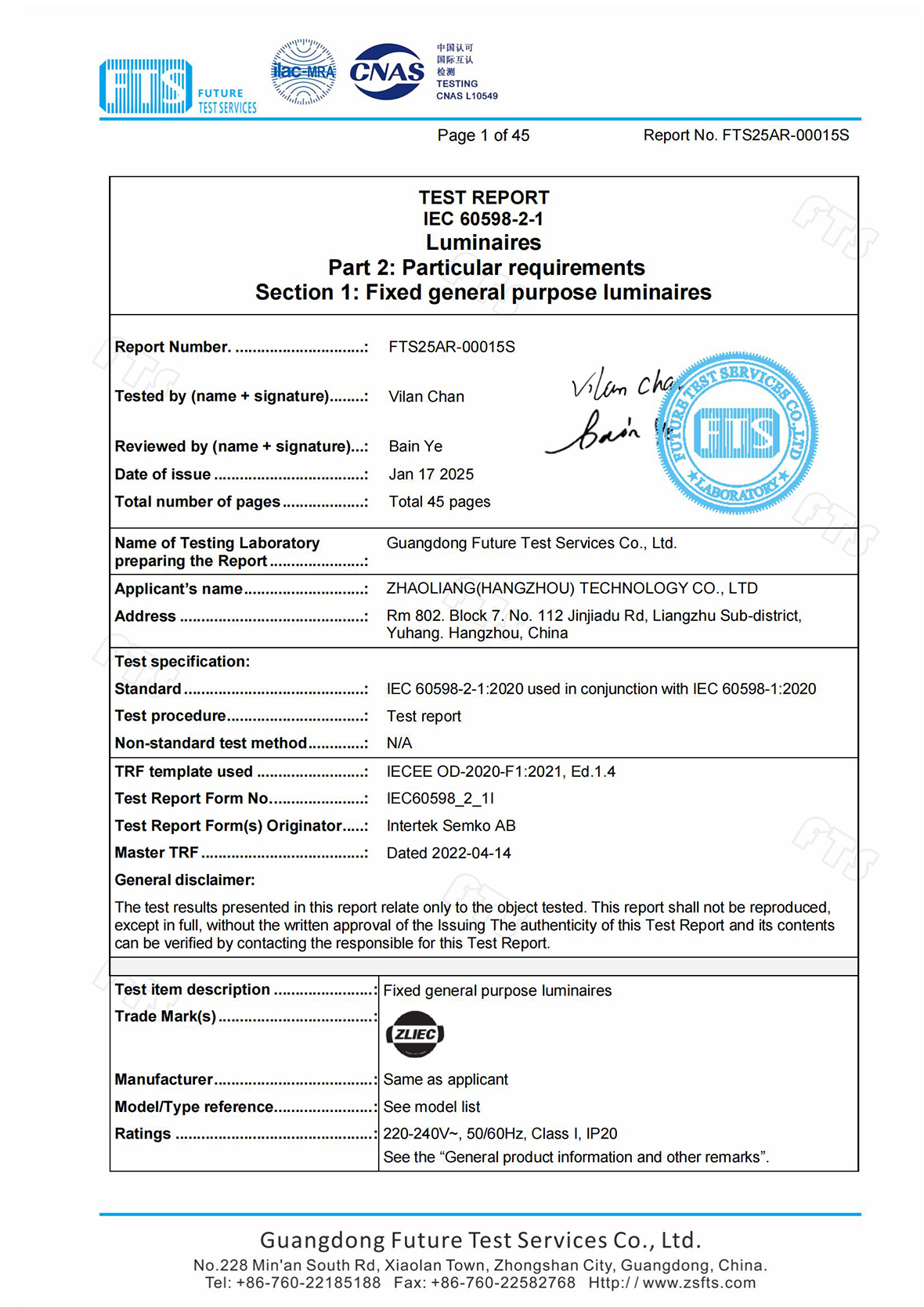 Report-FTS25AR-00015S  CE-LVD